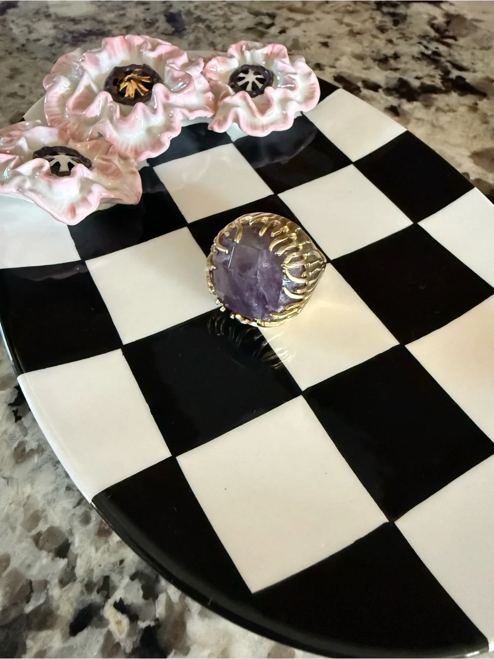 Sheila Fajl Purple Amethyst & Gold-plated Bronze Dome Statement Ring, sz. 11